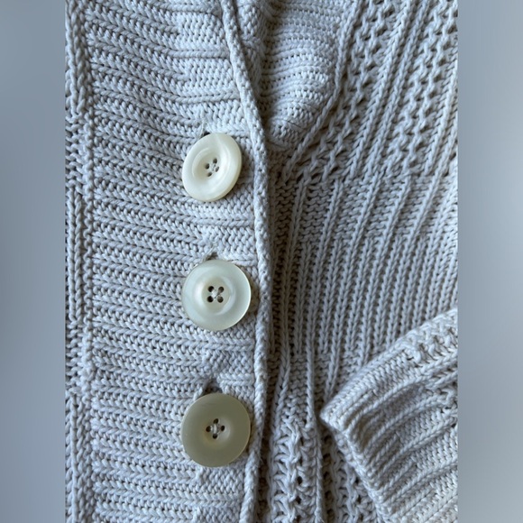Vintage Y2K Eddie Bauer Womens Cream Knit Cottagecore Cabincore Cardigan Medium - Picture 5 of 13
